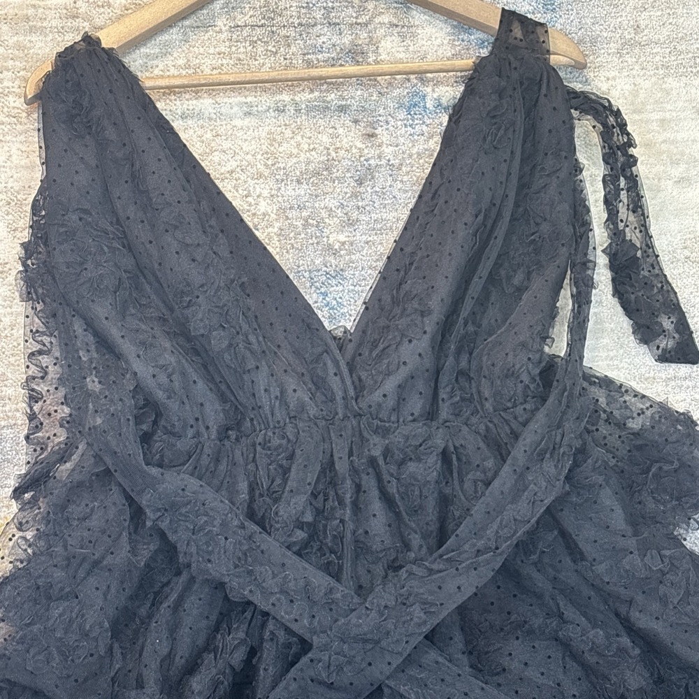 Fairy Goth Ruffle Dress Size M Whimsical‎ Dark Feminine Polka Dot